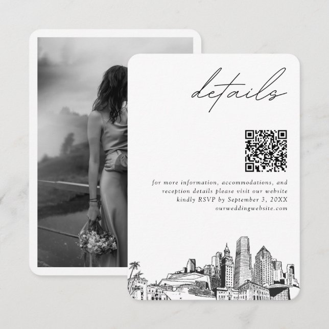 Information om Miami Destination Wedding QR-kod Sm Tilläggskort (Fram/baksida)
