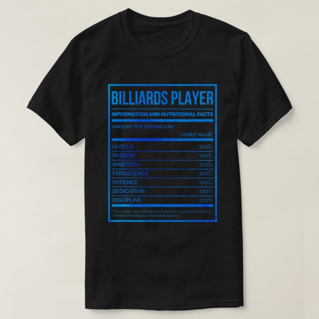 Information om miljardspelare och näringsfakta t shirt (Design framsida)