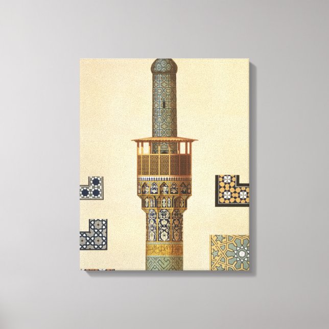 Information om Minaret och keramik från moskén t Canvastryck (Framsida)