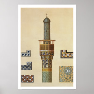 Information om Minaret och keramik från moskén t Poster