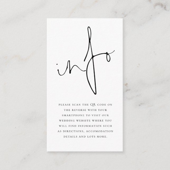 Information om Mini Modern Script Info QR-kod Bröl Tilläggskort (Framsida)