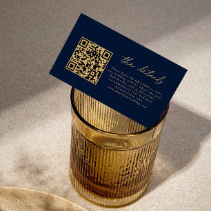 Information om Mini QR-kod Guld-skript, marblå Brö Tilläggskort