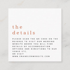 Information om MINI QR-koden Terracotta Bröllop Tilläggskort