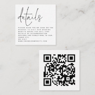 Information om Mini QR-kodskript Svartvit Bröllop Tilläggskort