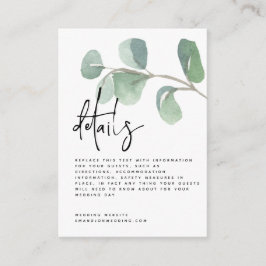 Information om MINI Script Grönt Eucalyptus Bröllo Tilläggskort