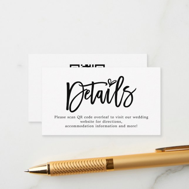 Information om Mini-skript QR-kod Bröllop Tilläggskort (Fram/Back In Situ)