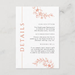 Information om minimal bränd Orange Blommigt Bröll Tilläggskort