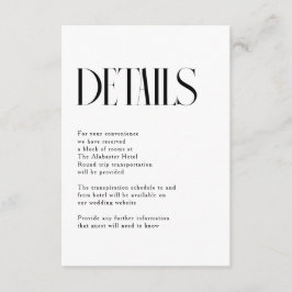 Information om minimal Chic Bröllop Tilläggskort