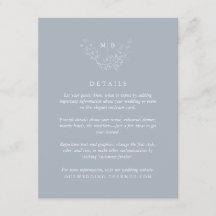 Information om minimal Dusty Blue Monogram Bröllop