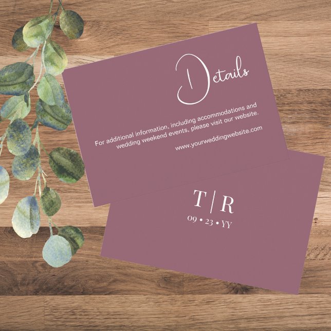 Information om minimal Dusty Rosa Bröllop Tilläggskort (Skapare uppladdad)