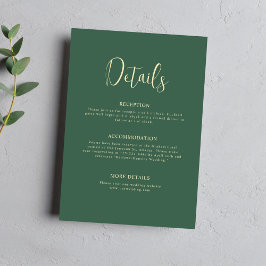 Information om minimal Elegant bröllop-Grönt för s Tilläggskort