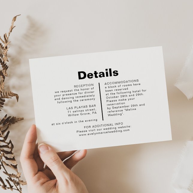 Information om minimal Elegant Formell Bröllop Tilläggskort (Skapare uppladdad)
