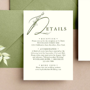 Information om minimal Moss Grönt Blommigt Monogra Tilläggskort