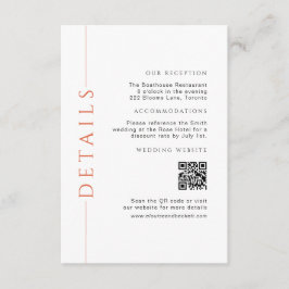 Information om minimal Orange Bröllop Infoga QR-ko Tilläggskort