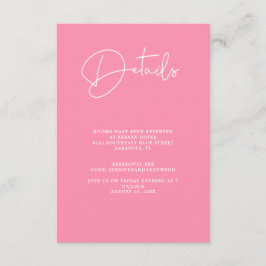 Information om minimal Rosa Bröllop Tilläggskort