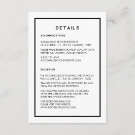 Information om minimal svartvit Chic i fransk Bröl Tilläggskort