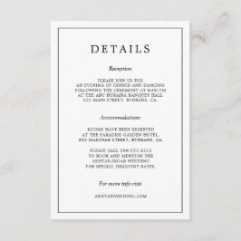 Information om minimal svartvit typografi Bröllop Tilläggskort