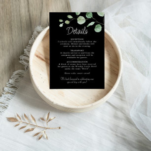 Information om minimalistisk Eucalyptus Black Bröl Tilläggskort