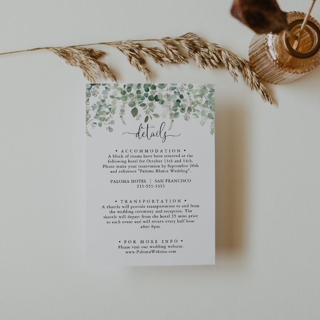 Information om minimalistisk Grönt Eucalyptus Bröl Tilläggskort (Skapare uppladdad)