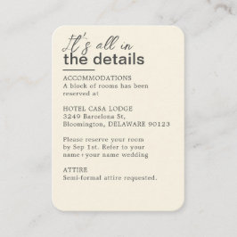 Information om minimalistisk ivoriansk Bröllop Tilläggskort