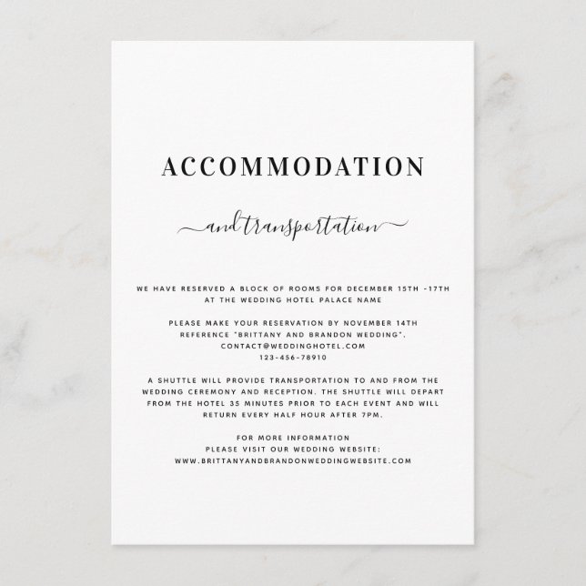 Information om minimalistisk modern Black & White  Tilläggskort (Framsida)