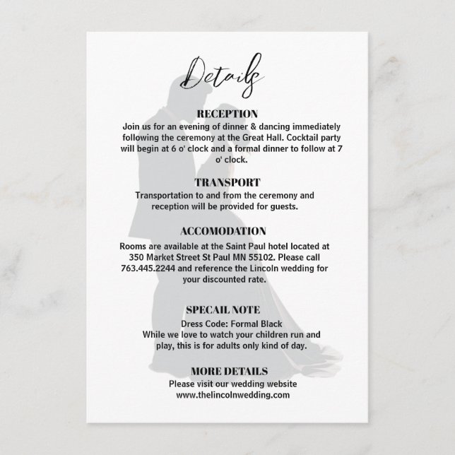 Information om minimalistisk modern Black & White  Tilläggskort (Framsida)