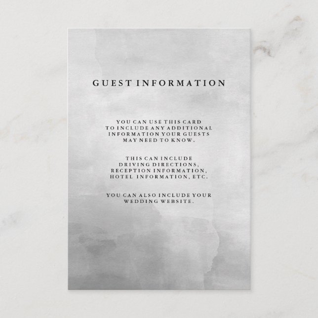Information om minimalistisk modern Grått Watercol Tilläggskort (Framsida)