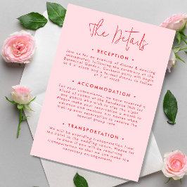 Information om minimalistisk modern Rosa Red Bröll Tilläggskort