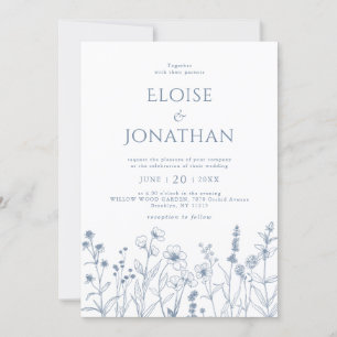 Information om minimalistisk Periwinkle Wildblomme Inbjudningar