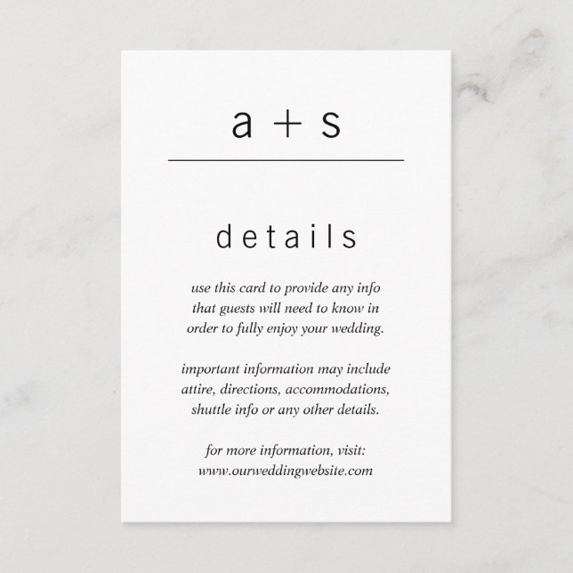 Information om minimalistisk svartvit Monogram Brö Tilläggskort (Framsida)