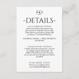 Information om minimalistisk svartvit Monogram Brö Tilläggskort