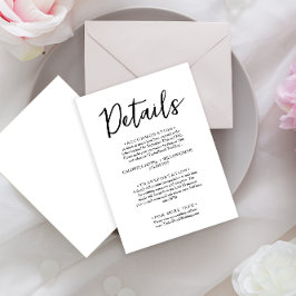 Information om minimalistisk svartvit skript Bröll Tilläggskort