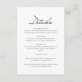 Information om minimalistisk vit Bröllop i klassis Tilläggskort