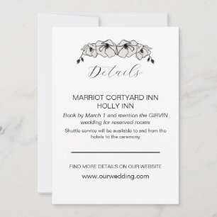 Information om minimalistisk vit Magnolia Flower B Inbjudningar