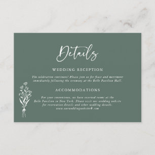 Information om minimalistiskt botaniskt Sage Grönt Tilläggskort