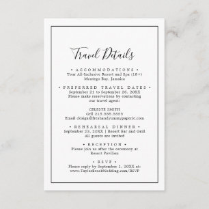 Information om minimalistiskt resmål för bröllop tilläggskort