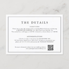 Information om minimalistiskt svartvitt Löv Bröllo Tilläggskort