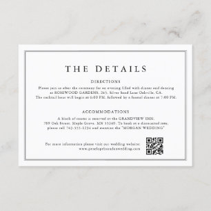 Information om minimalistiskt svartvitt Löv Bröllo Tilläggskort