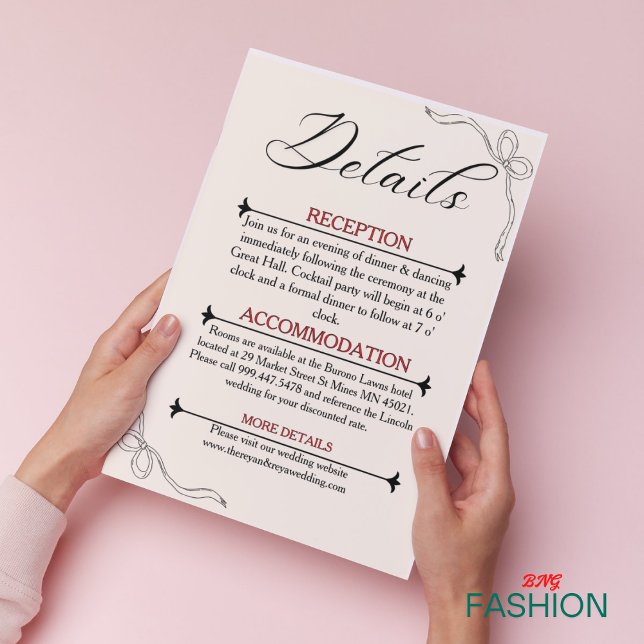 Information om minimalistiskt unikt Bröllop Tilläggskort (#ordernow)