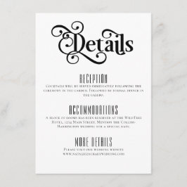 Information om minimalt svartvitt Bröllop Tilläggskort