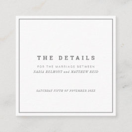 Information om minsta grått-vita kvadratiska bröll tilläggskort