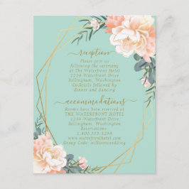 Information om Mint Grönt  Peach Blommigt Guld Brö Tilläggskort