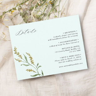 Information om Mint Wildblomma Elegant bröllop Tilläggskort