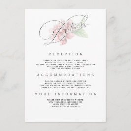 Information om mjuk Rosa, blomning, Bröllop Tilläggskort