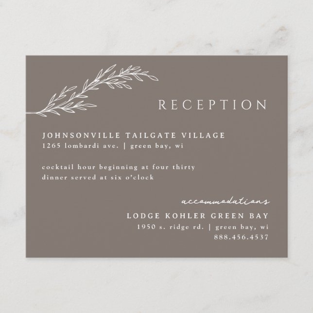 Information om Mocha Modern Stenciled Botanical Bl Tilläggskort (Framsida)