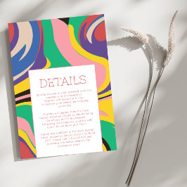 Information om Modern Abstrakt Artsy Retro Bröllop Tilläggskort