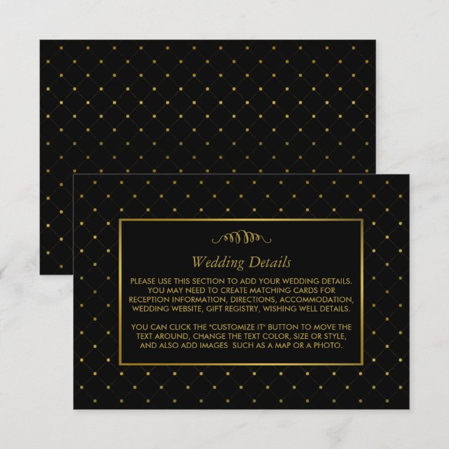 Information om modern Black & Gold Foil Effect Brö Tilläggskort (Fram/baksida)