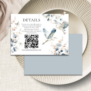 Information om Modern Blue Heron QR Bröllop Tilläggskort