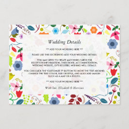 Information om Modern Boho Chic Blommigt Bröllop Tilläggskort