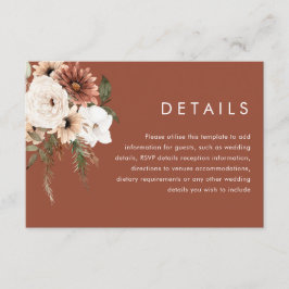Information om Modern Boho Flowers Terracotta Bröl Tilläggskort